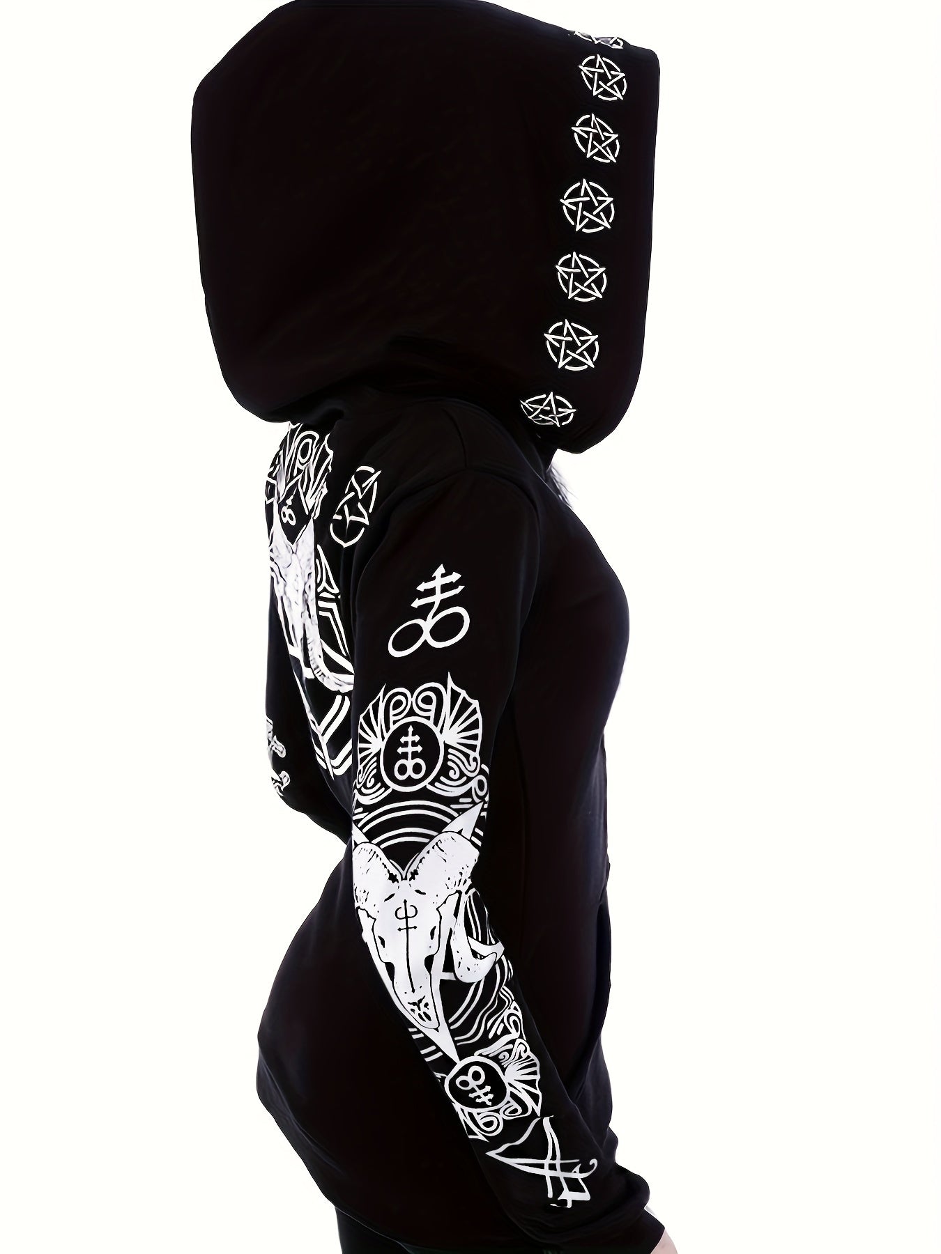 Women's Fashion Punk Print Zipper Sweatshirt