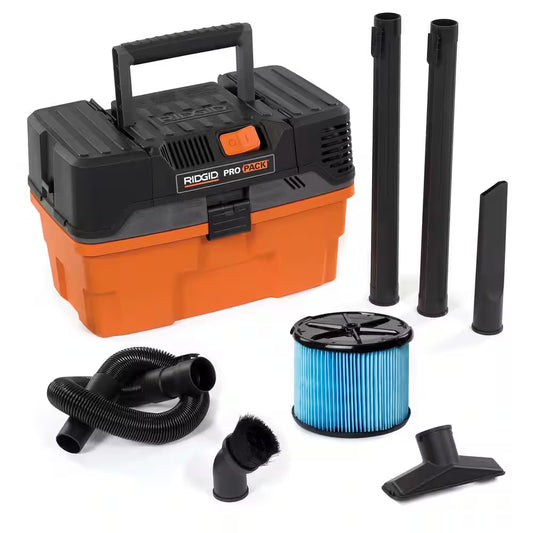 4.5 Gal. 5.0 Peak HP Propack Shop Vacuum Wet Dry Vac with Fine Dust Filter, Expandable Hose and Accessories WD4522