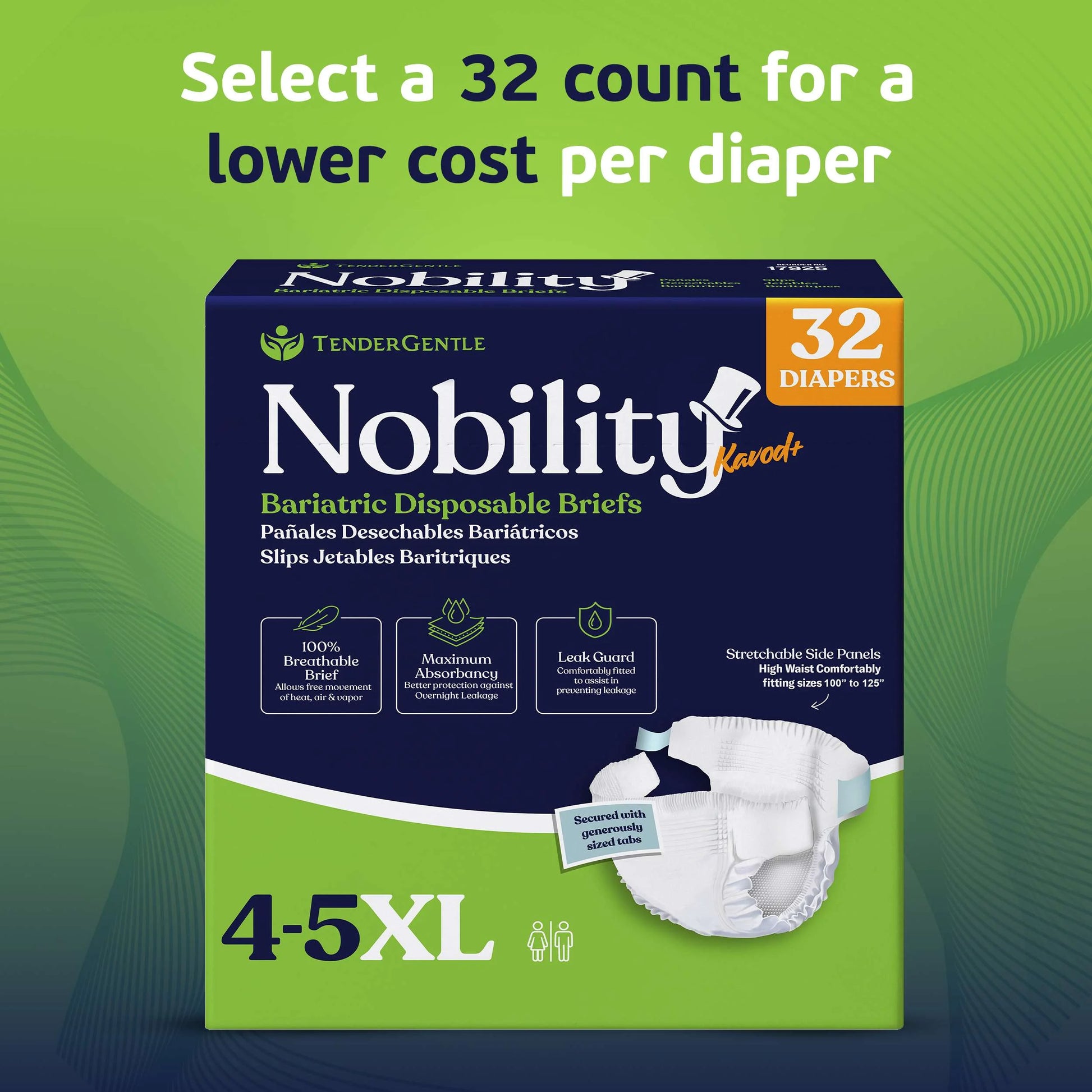 4XL 5XL Adult Diapers for Women and Men - 8 Bariatric Disposable Briefs with Tabs and Stretchable Side Panels - 100% Breathable with Maximum Absorbency, XXXXL / XXXXXL