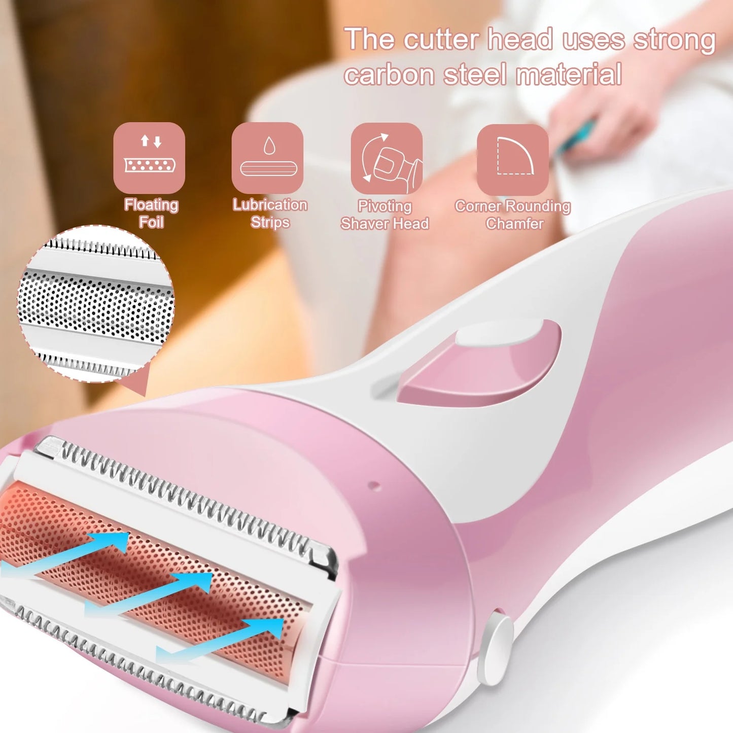 Electric Shavers Womens' Razor Cordless Female Epilator 3 Blade Trimmer