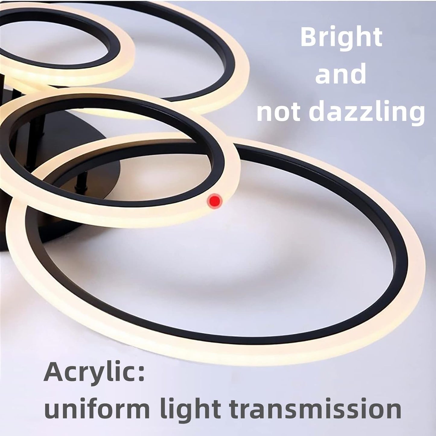 Modern LED Ceiling Light Fixture, 6 Rings Modern Ceiling Lamp, Remote Control Stepless Dimmable Black Modern Led Chandelier, Lamparas De Techo Modernas, for Livingroom, Bedroom, Diningroom