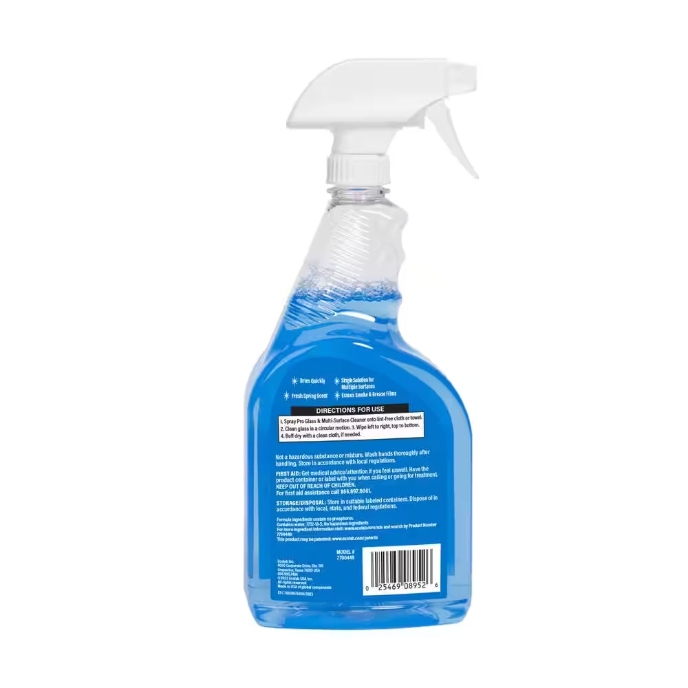 32 Oz. Ammonia-Free Pro Glass Cleaner and Multi-Surface Cleaner Spray Bottle for Windows and Mirrors