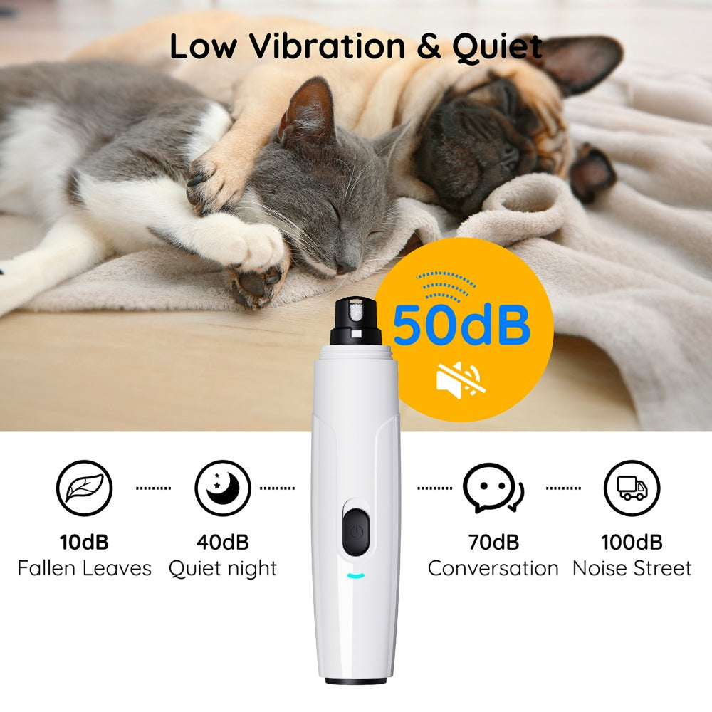 Nail Grinder for Dogs- Upgraded Dog Nail Trimmers Super Quiet, 2 Speeds, Rechargeable, 2 Grinding Wheels for Small Large Dogs& Cats