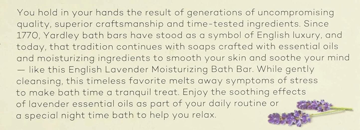 Moisturizing Bath Soap Bar, English Lavender, 4Oz, (6 Pack)