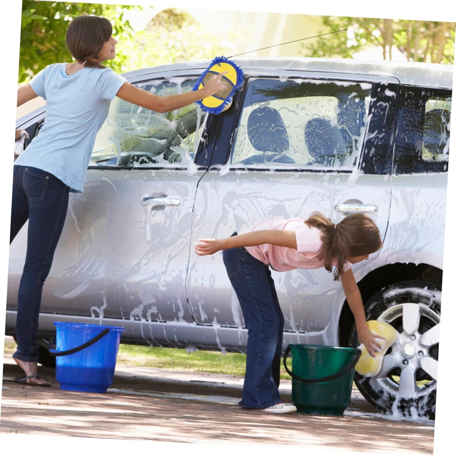 5Pcs Car Wash Brush Car Wash Mop Head Car Wash Kits for Vehicles Car Washing Brush Carwash Kit Car Washing Kit Car Washer Kit Clean Car Dust Collector Accessories Blue Chenille