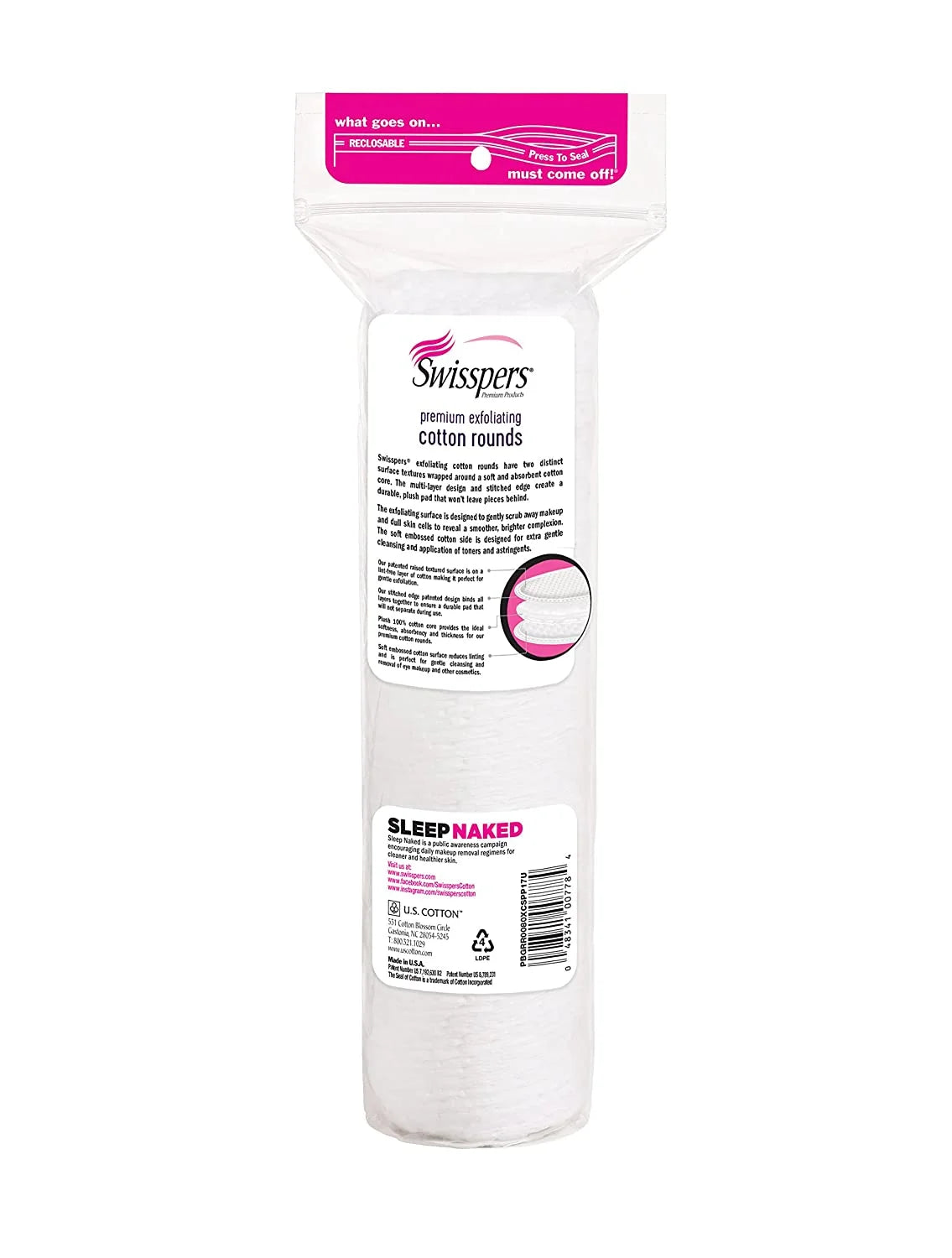 Premium Exfoliating Cotton Rounds 80 Ea (Pack of 6)
