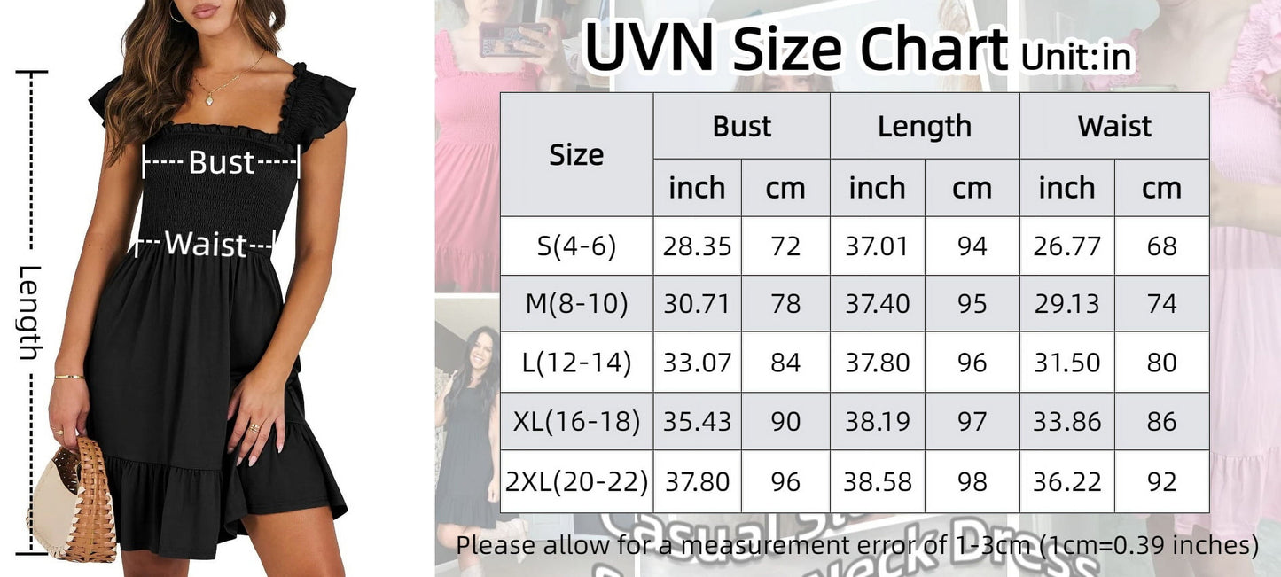 Summer Dresses for Women Casual Sleeveless Square Neck Midi Dress Ruffle Backless Swing Flowy Tiered Dress