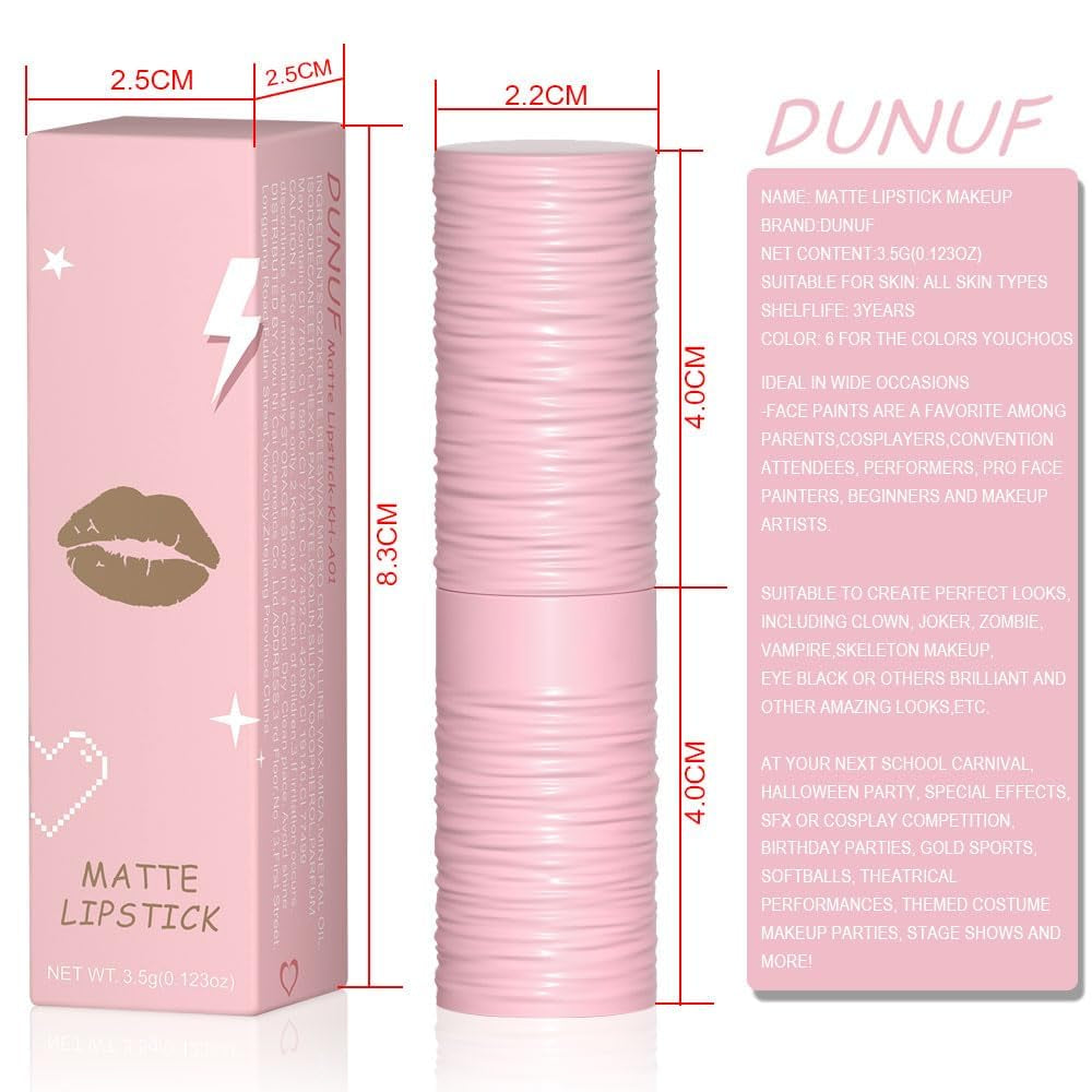 Matte Lipstick Festival White Lip Tint Gloss Face Painting Stick Silky High Pigment Smooth Velvet Waterproof White Black Green Blue Lip Gloss Halloween Daily Stain Lip Make up Cosmetics (LC02)