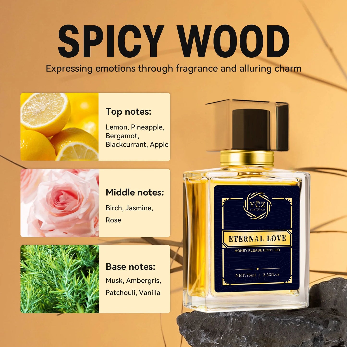 Carnival Perfume Men - Eternal Love Perfume 2.6Oz(75Ml). Carnival Cologne for Men. Spicy Wood Lasting Vanilla Fragrance-Ideal Men Perfumes for Special Occasions Daily Elegance
