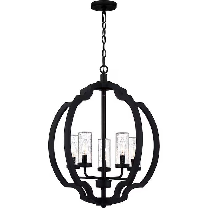 Castleton 5 -Light Matte Black Transitional for Use in Bathrooms, Bedrooms, Dining Rooms, Foyers, Kitchens, Living Rooms Chandelier