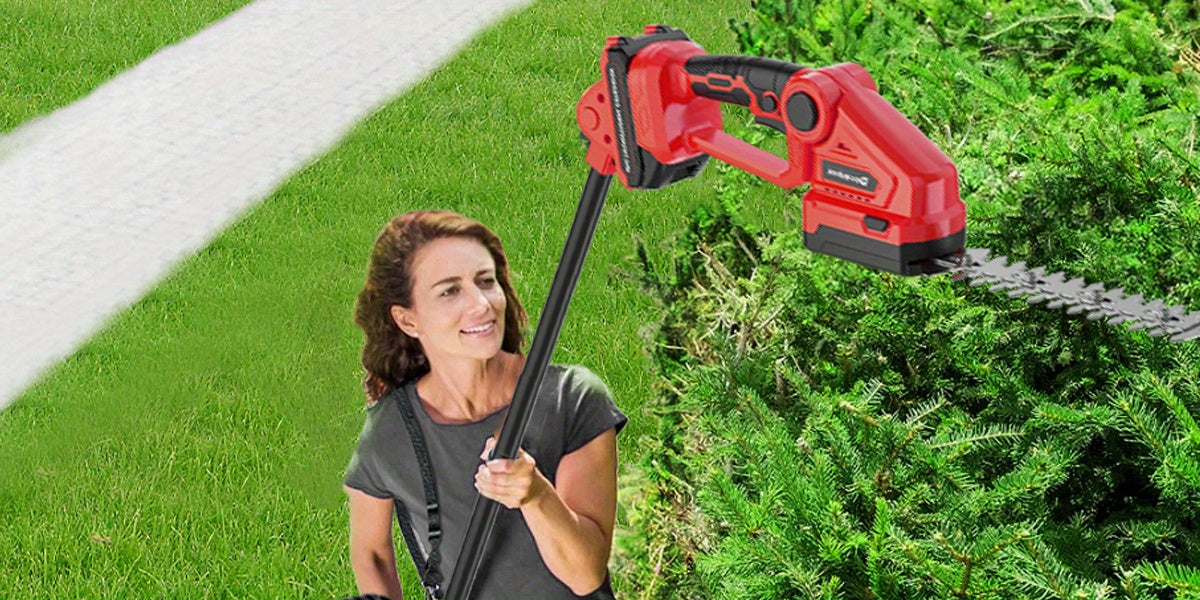 2-in-1 Cordless Hedge & Brush Trimmer with 2 Batteries & Charger, Heavy-Duty 2-in-1 Grass/Weed Cutter, Lithium-Ion Handheld Tool with Replaceable Blades & Storage for Lawn Care, Maintenance ( Plug), Hedge Trimmer, Lawn Trimme