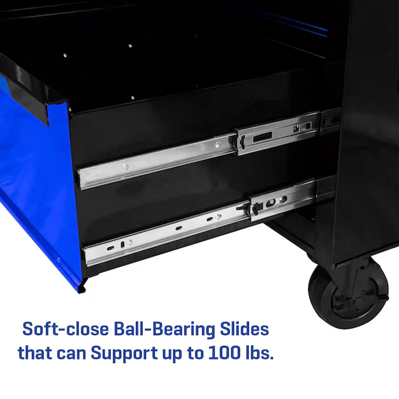 46.1-In L X 37.2-In H 9 -Drawers Rolling Black/Blue Wood Work Bench