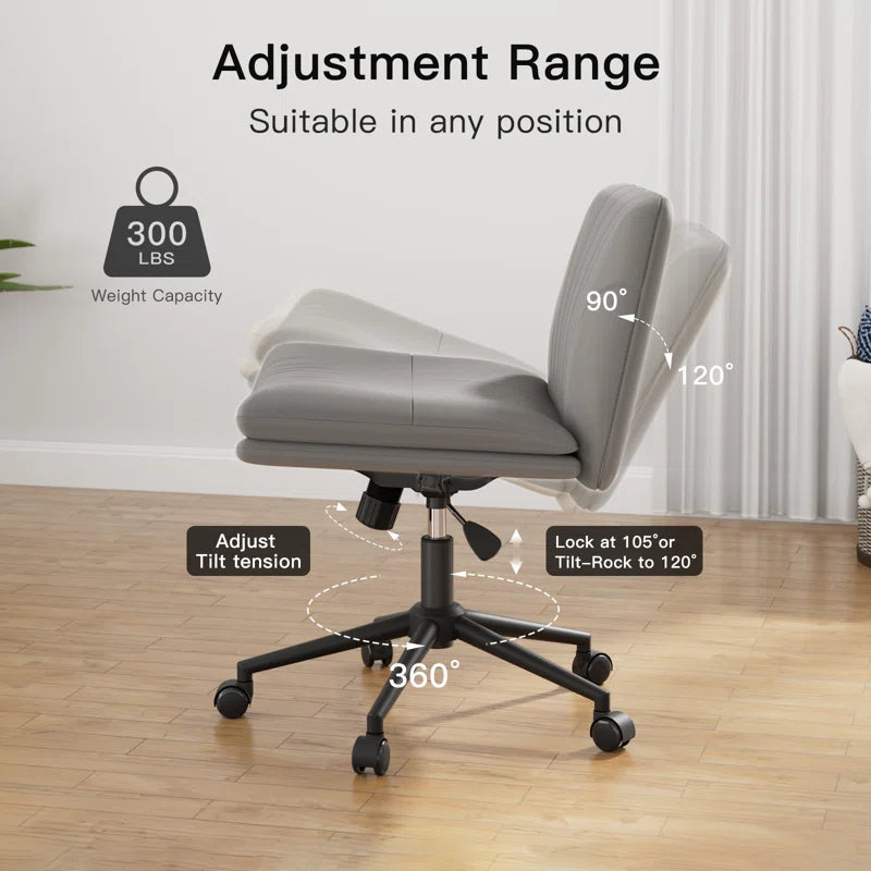 Nevel Office Chair Desk Chair Criss Cross Legged Computer Chair Armless Swivel Make up Chair with Ergonomic Design