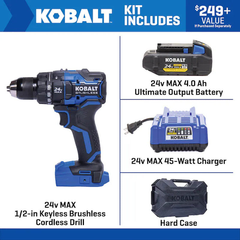 XTR 24-Volt 1/2-In Keyless Brushless Cordless Drill ( 1 -Batteries Included, Charger Included Hard Case Included)