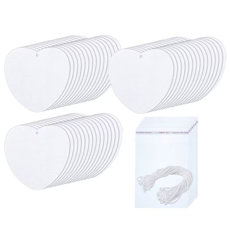 100 Pieces Sublimation Air Freshener Sheets Sublimation Air Fresheners Blanks Car Scented Hanging Sheets Blanks Set Dropshipping