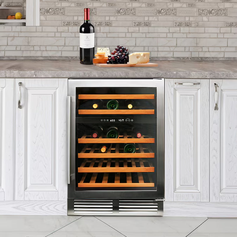 23.50-In W 46 -Bottles Stainless Steel Dual Zone Cooling Built-In Indoor Wine Cooler