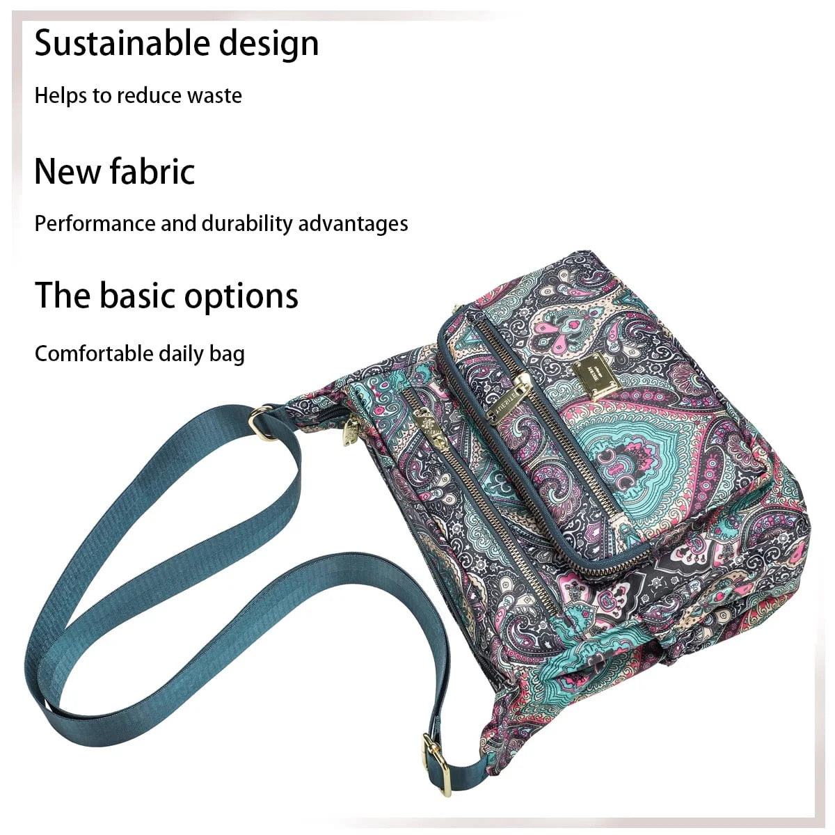 Crossbody Bag for Women Multi Pocket Shoulder Purse Bags Nylon Ladies Travel Handbag with Adjustable Straps