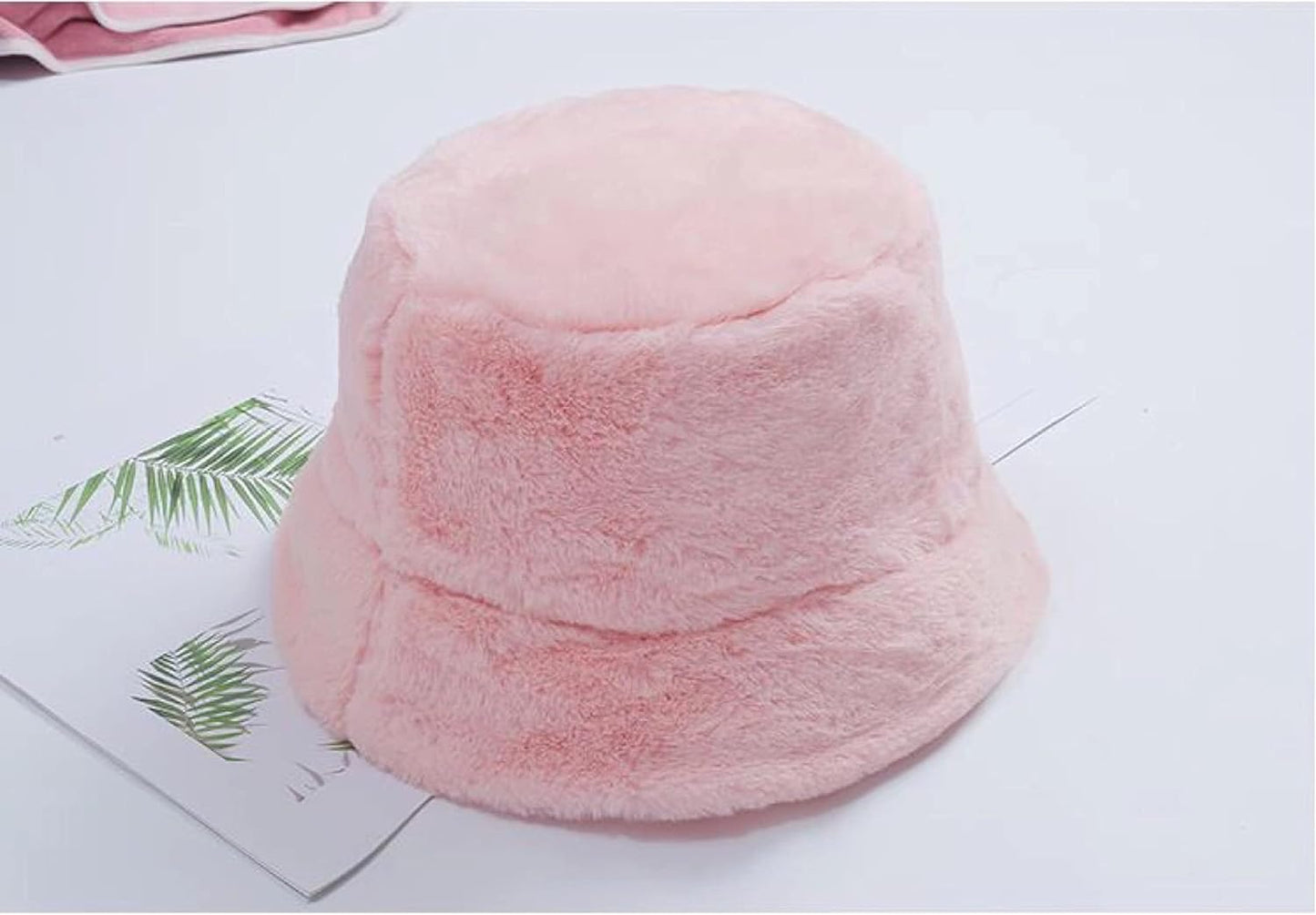 Winter Furry Bucket Hat Warm Fluffy Faux Fur Fuzzy Bucket Hat for Women Fashion Faux Fur Bucket Cap (Pink)