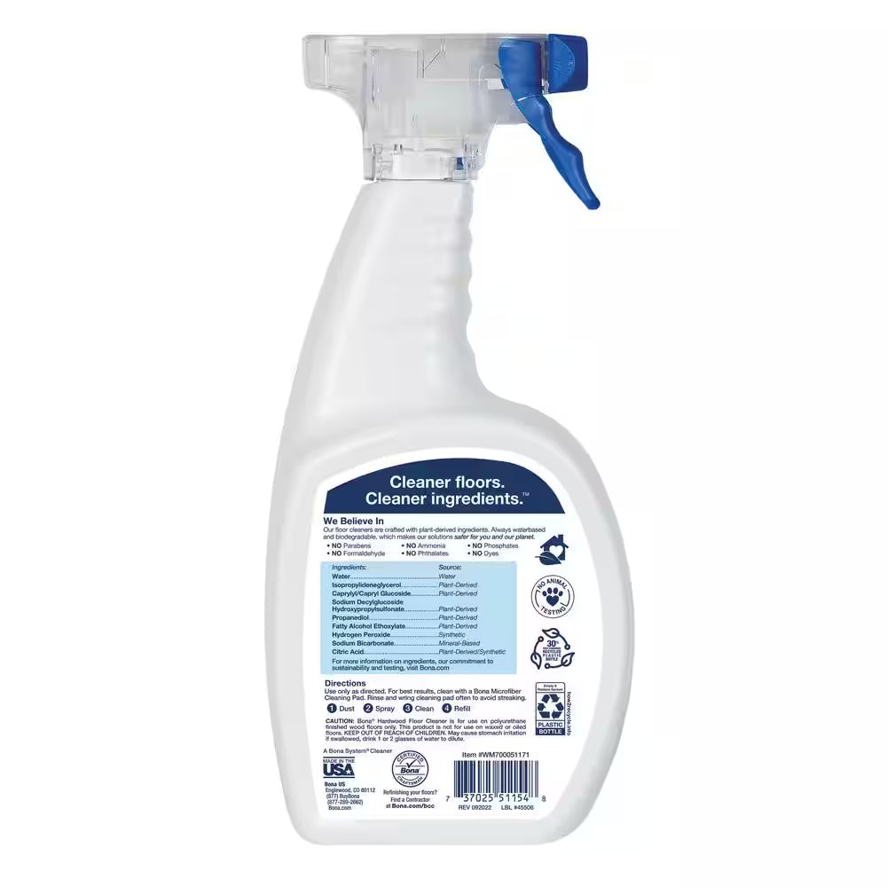 Premium Hard-Surface Floor Microfiber Flat Mop, 32 Oz. Hardwood Cleaner and 32 Oz. Hard-Surface Cleaner