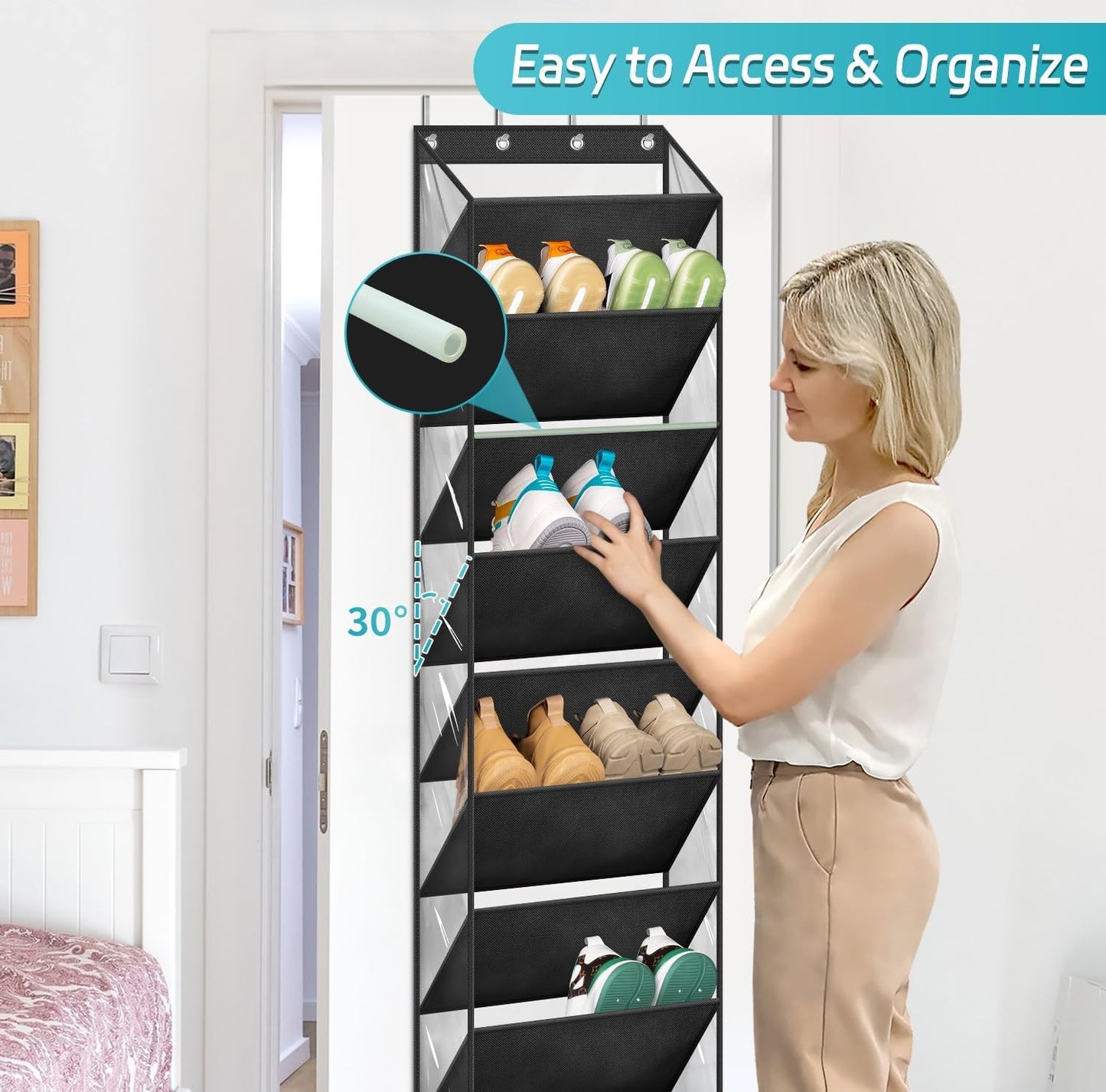 10 Tier over the Door Clear Shoe Organizer