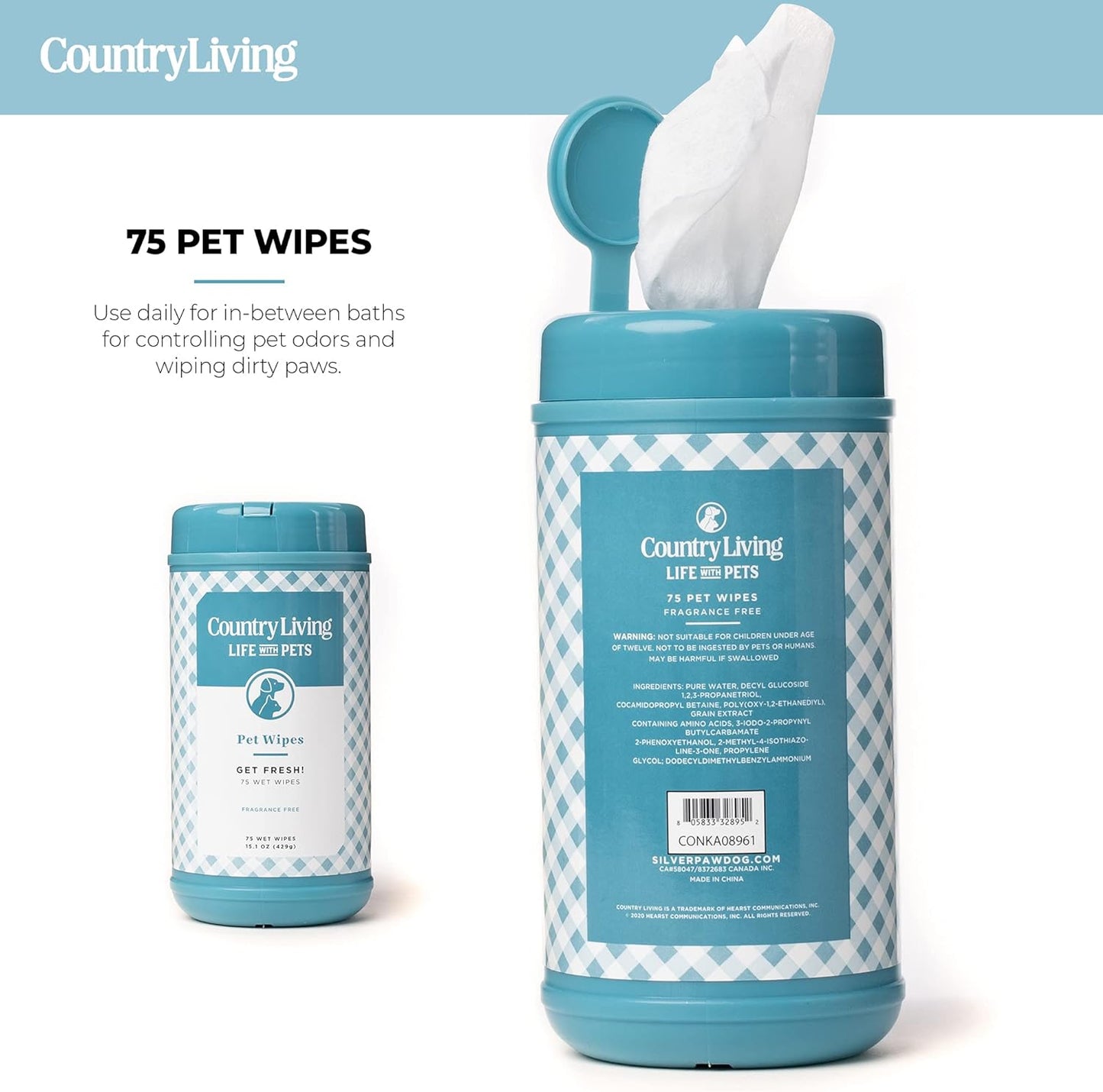 Fragrance-Free Wipes for Dogs, Dog Wipes Cleaning & Pet-Friendly with Plant-Based Formula, 1-Pack (Total of 75 Wipes)