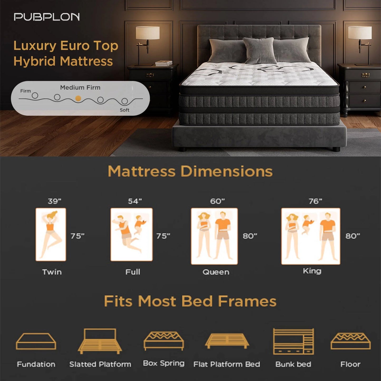 King Mattress 12" Hybrid Gel Memory Foam Mattress with 930 Individually Wrapped Pocket Coils, Medium Firm Support, Pressure Relief, Mattress in a Box
