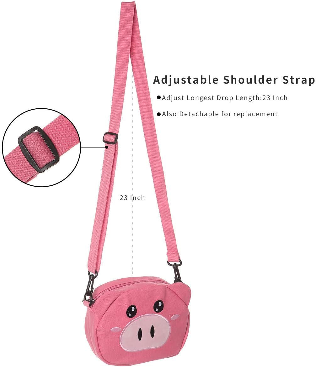 Cute Grils Crossbody Bags Lovely Pig Mini Canvas Shoulder Bags for Little Girls Teens (Rose Pink1)