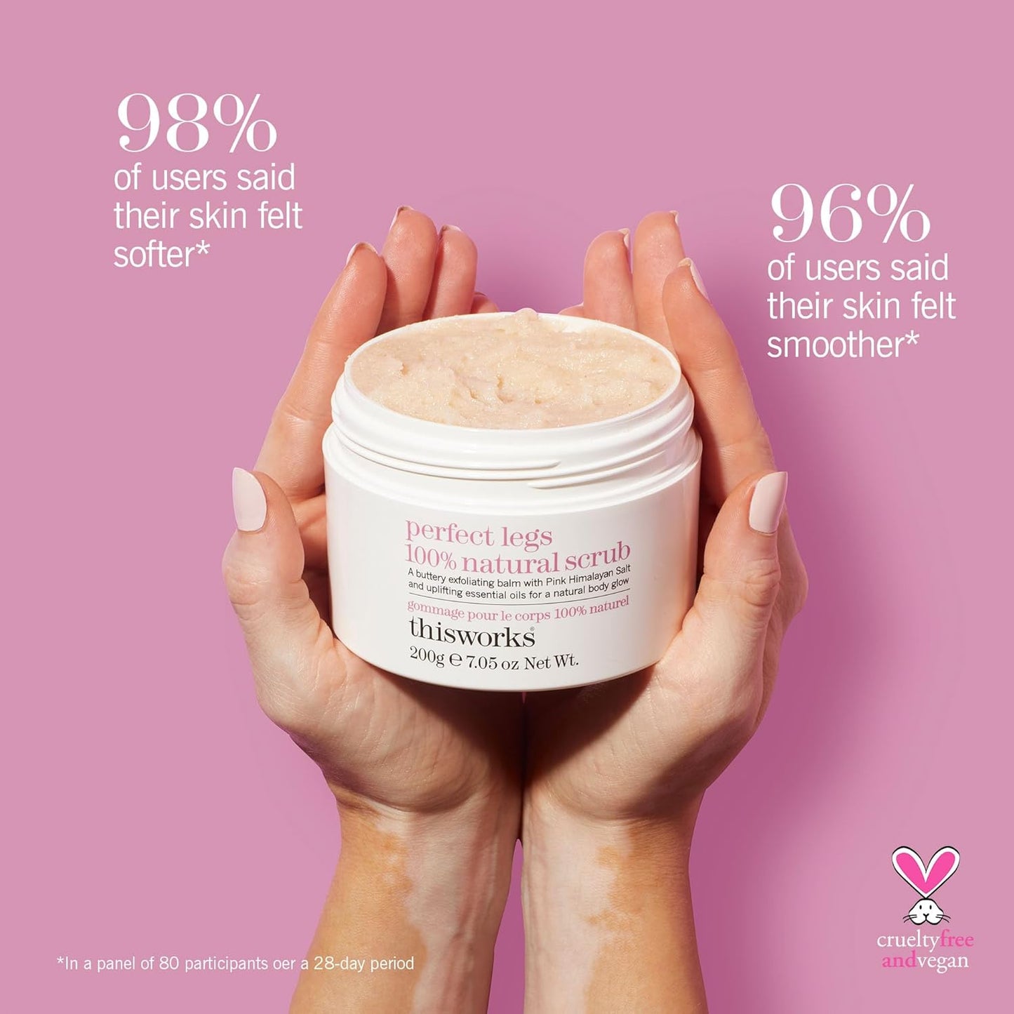 Perfect Legs 100% Natural Scrub: Buttery Exfoliating Balm with Pink Himalayan Salt for a Natural Body Glow, 200G | 7.05 Oz
