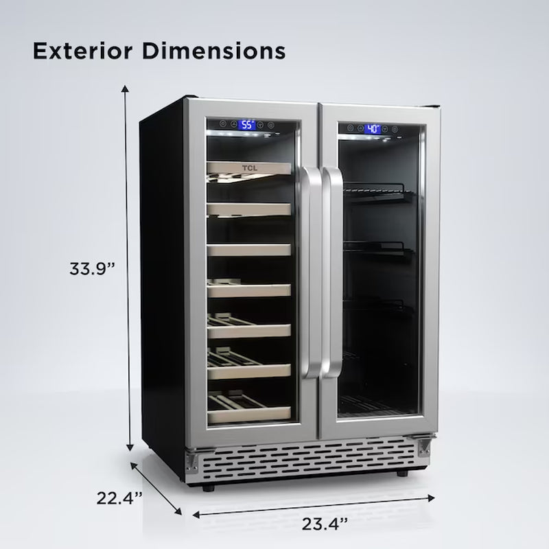 23.4-In W 20 -Bottles Stainless Steel Dual Zone Cooling Built-In/Freestanding Indoor Wine Cooler