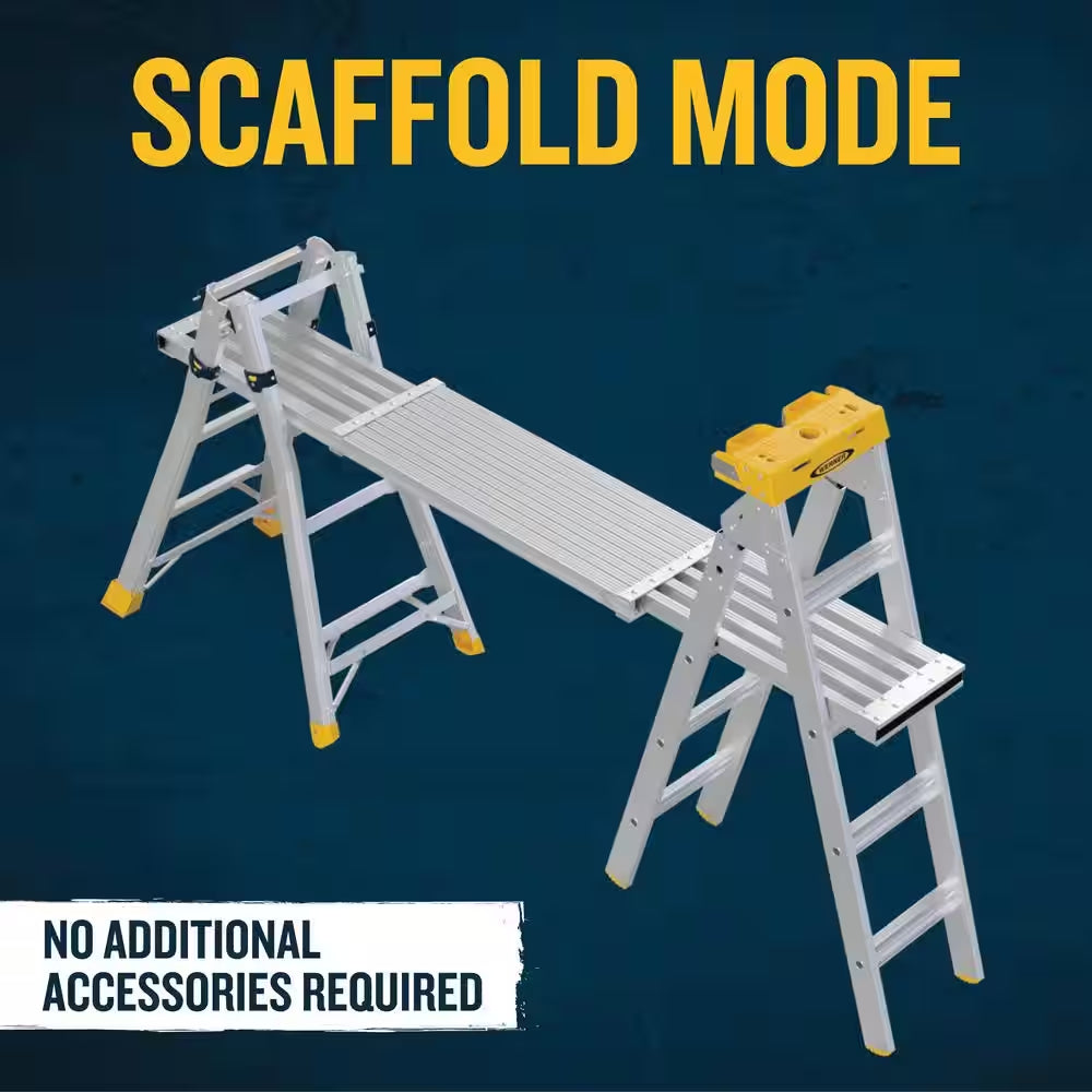 16 Ft. Reach Aluminum Adjustable Multi Position Ladder with 375 Lb. Load Capacity Type IAA Duty Rating