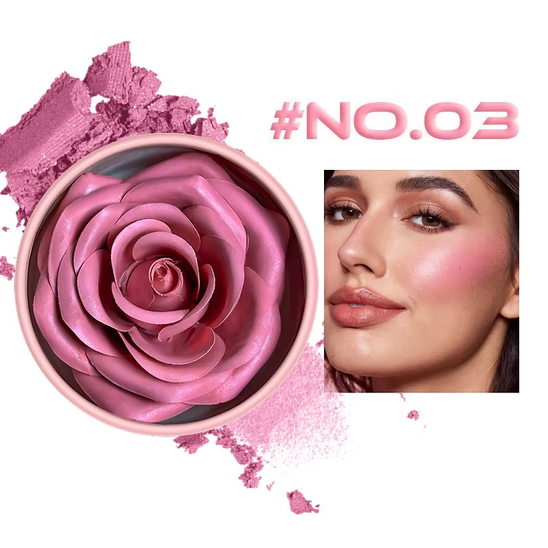 3D Petal Rose Makeup Blush 4 Colors Gift Highlighter Rare Beauty Blush Rubor Forma Rosa Real Rose Flower Blush Shimmer Makeup