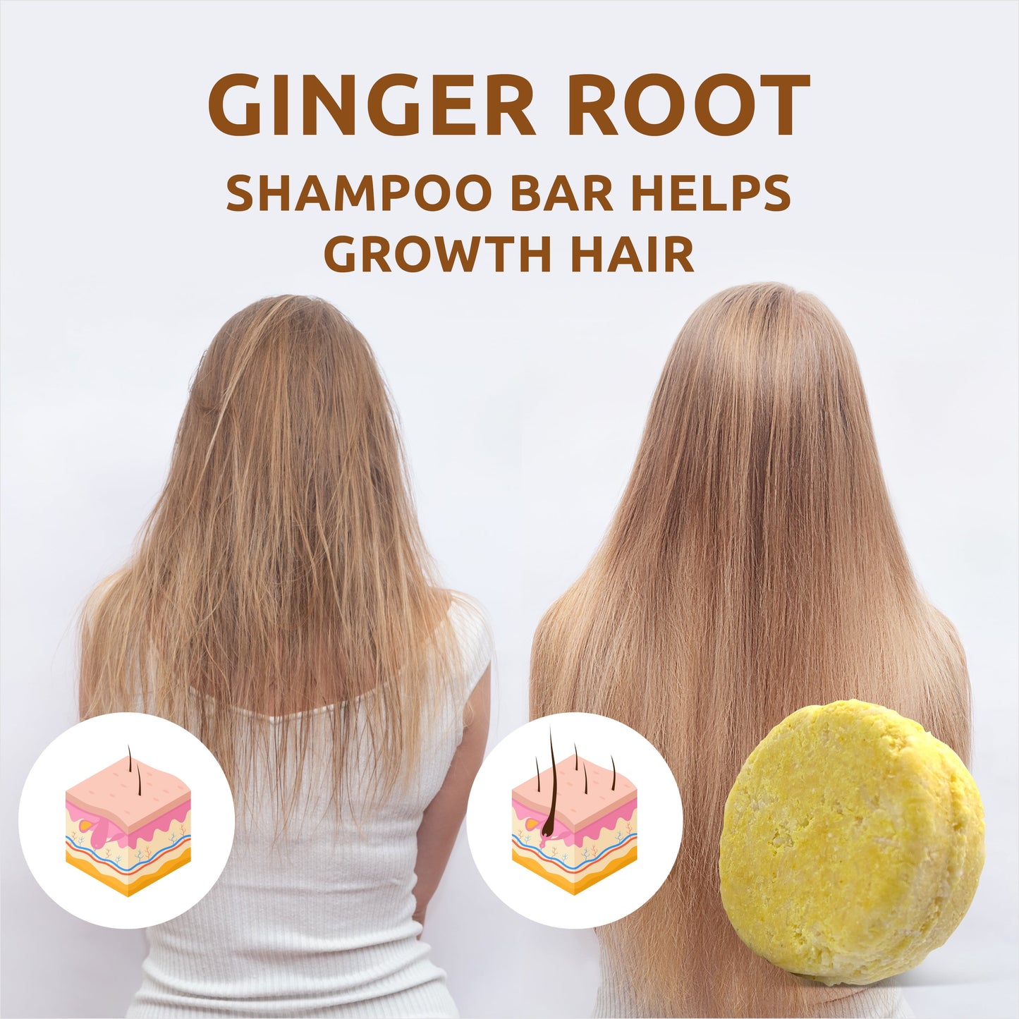 Organic Ginger Root Solid Shampoo Bar for Hair Growth Handmade in USA Natural and Safe by