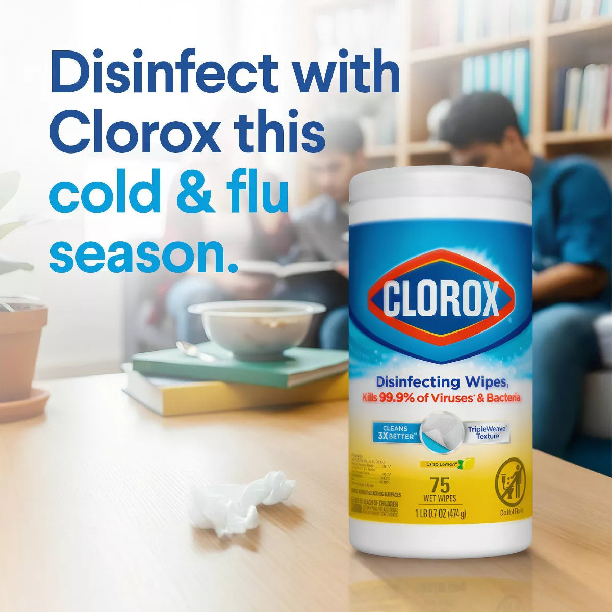 Clorox Crisp Lemon Disinfecting Wipes Bleach Free Cleaning Wipes