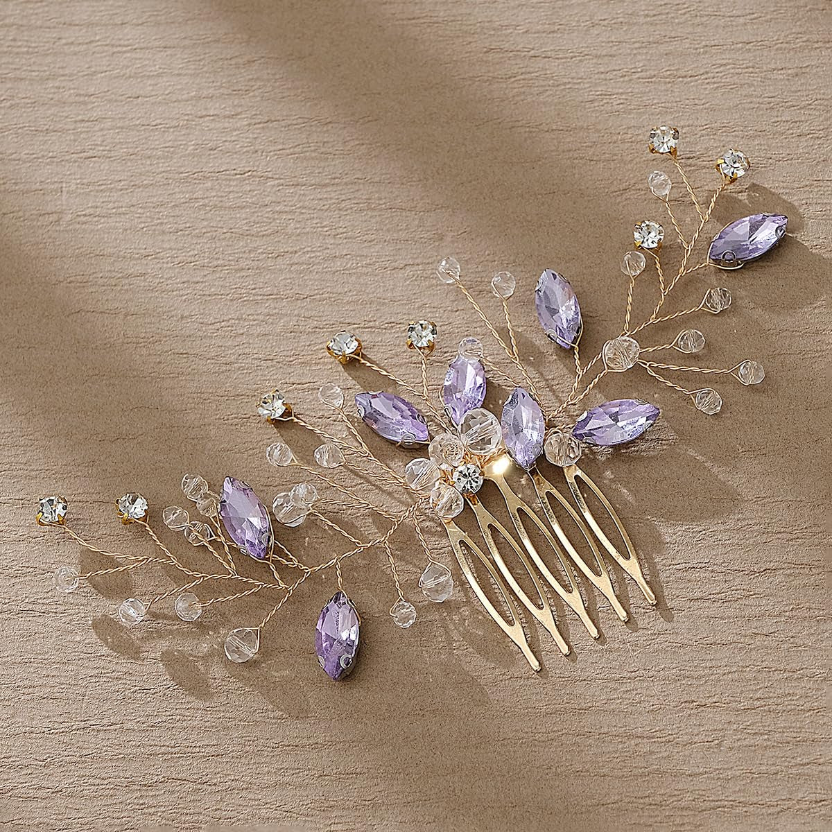 Bridal Handmade Colourful Rhinestone Hair Accessory - Sparkly Headpiece with Clips and Side Combs for Women, Girls