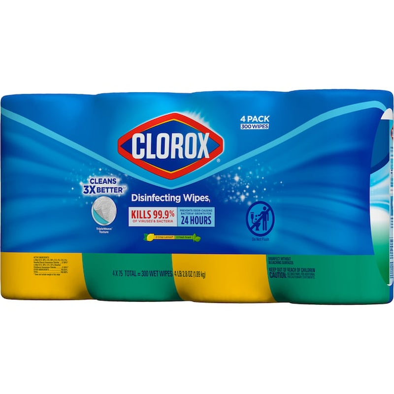 300 -Count Crisp Lemon/ Fresh Disinfectant Wipes All-Purpose Cleaner 4 -Pack