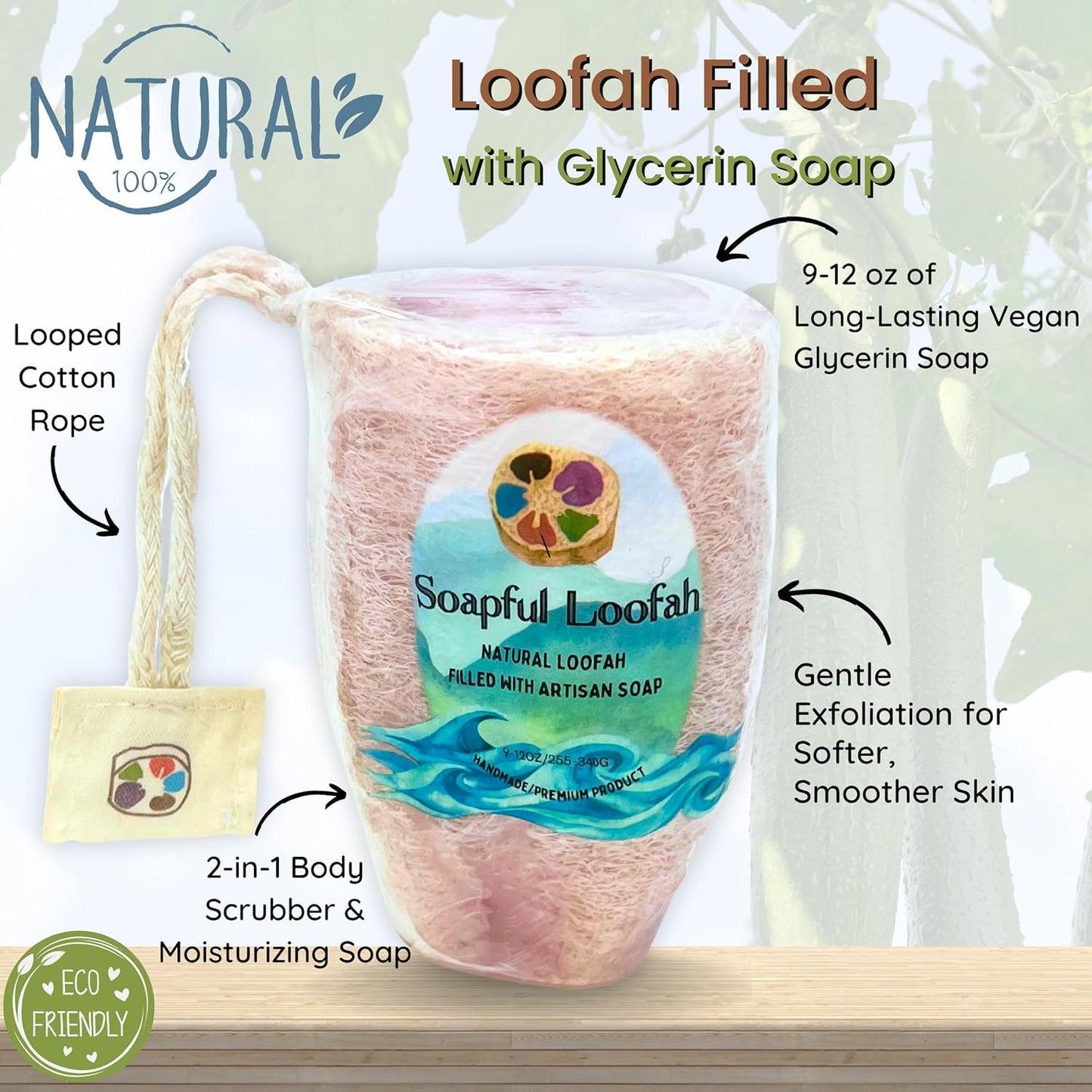 โ Lavender Eucalyptus | Exfoliating Loofah Soap Bar | Vegan Glycerin + Built-In Natural Loofah | Soothing Spa Shower Scrub | Shower Scrubber