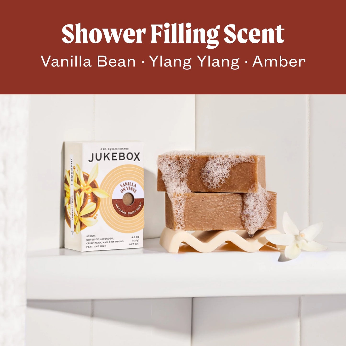 Vanilla on Vinyl Natural Bar Soap for Women Bathroom and Bath Soap, 4.5 Oz