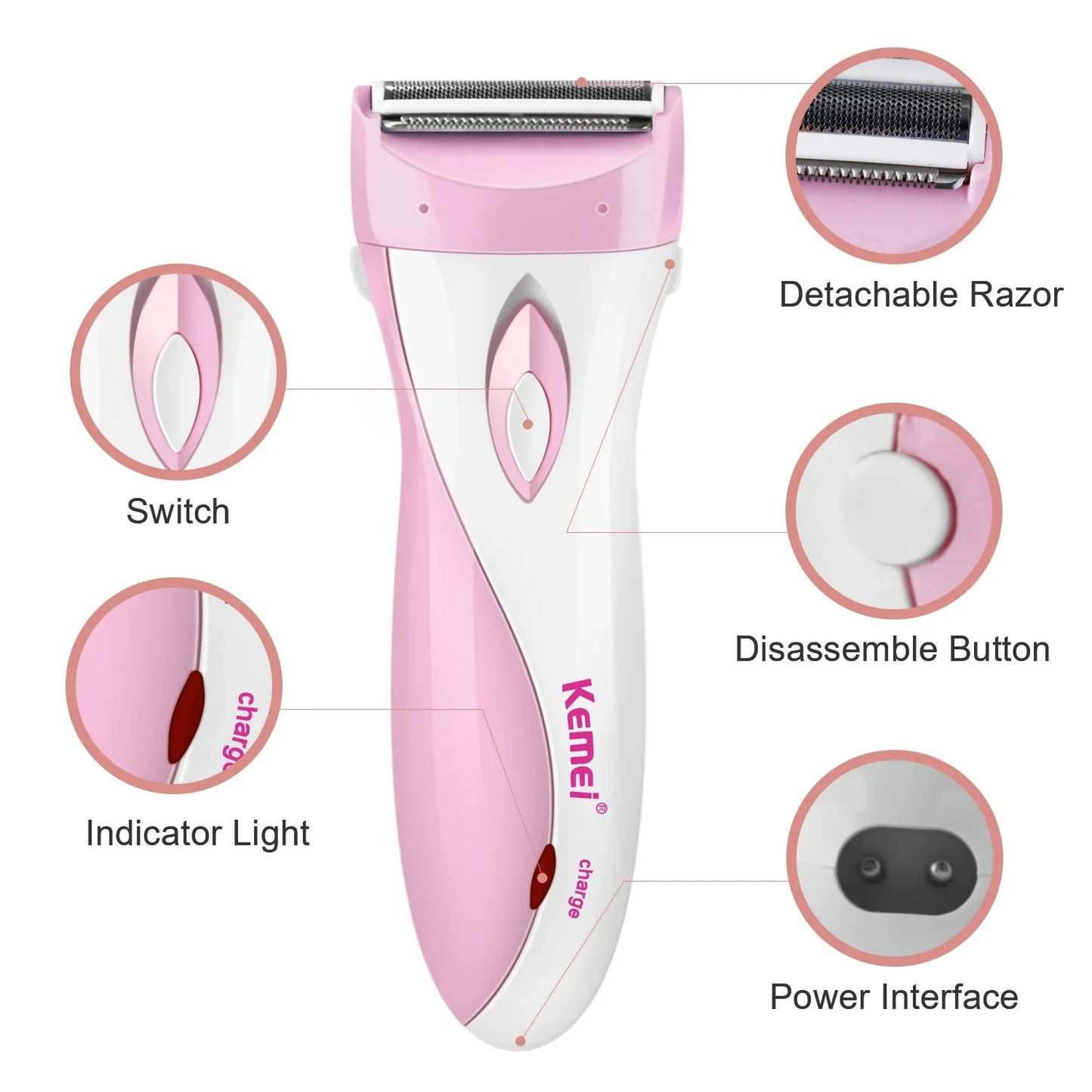 Electric Shavers Womens' Razor Cordless Female Epilator 3 Blade Trimmer