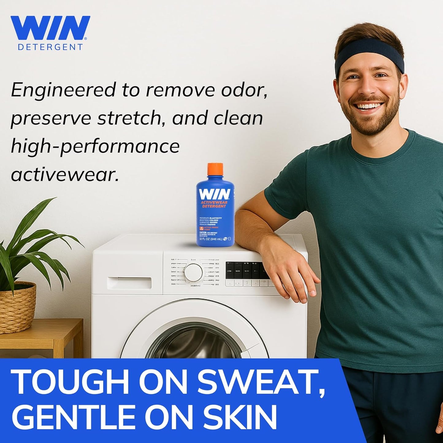WIN Activewear Detergent - Active Fresh - 32Oz Bottle - Sports Detergent for Sweaty Workout Clothes and Team Uniforms