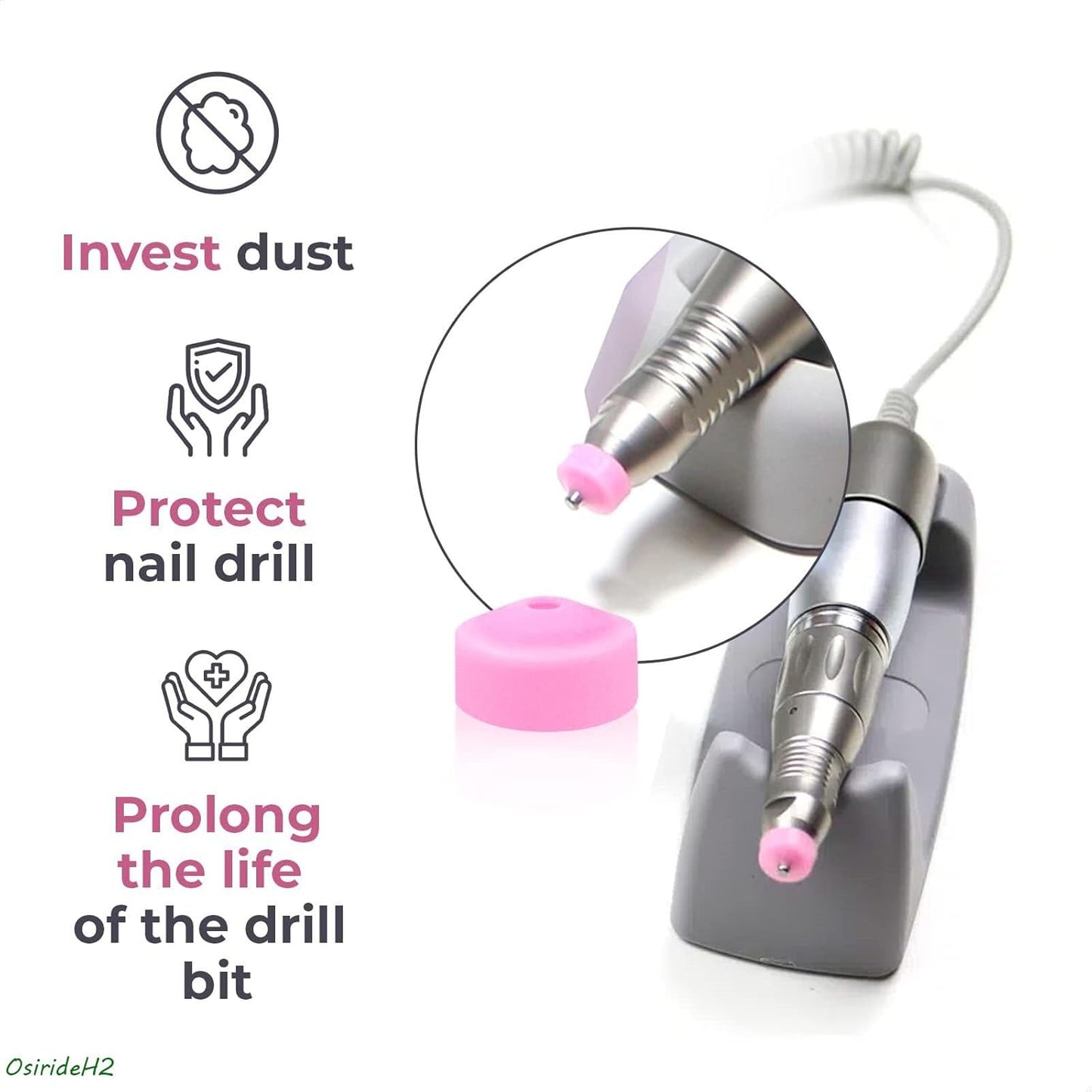 -25Pcs Professional Nail Drill Bits Pink Nail Tech Supplies Electric Nail Filer Plastic Cap-Nail Art Tools Drill Dust Collector Dust Stopper Nail Drill Bit -Pink Drill Nail Dust Collectos
