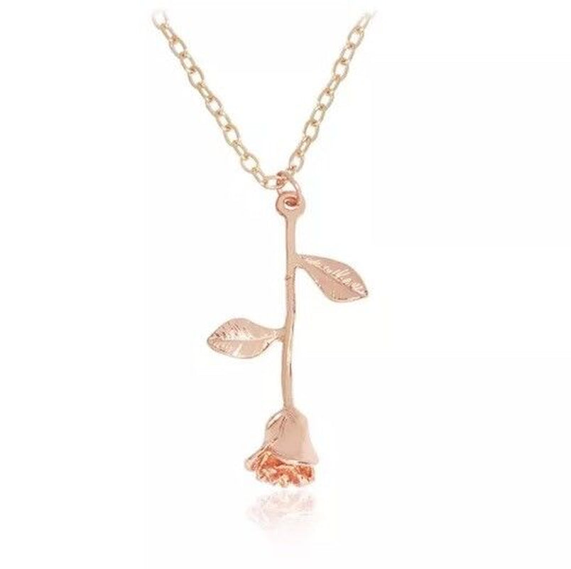 Women'S Fashion Jewelry Rose Gold Flower Pendant Necklace