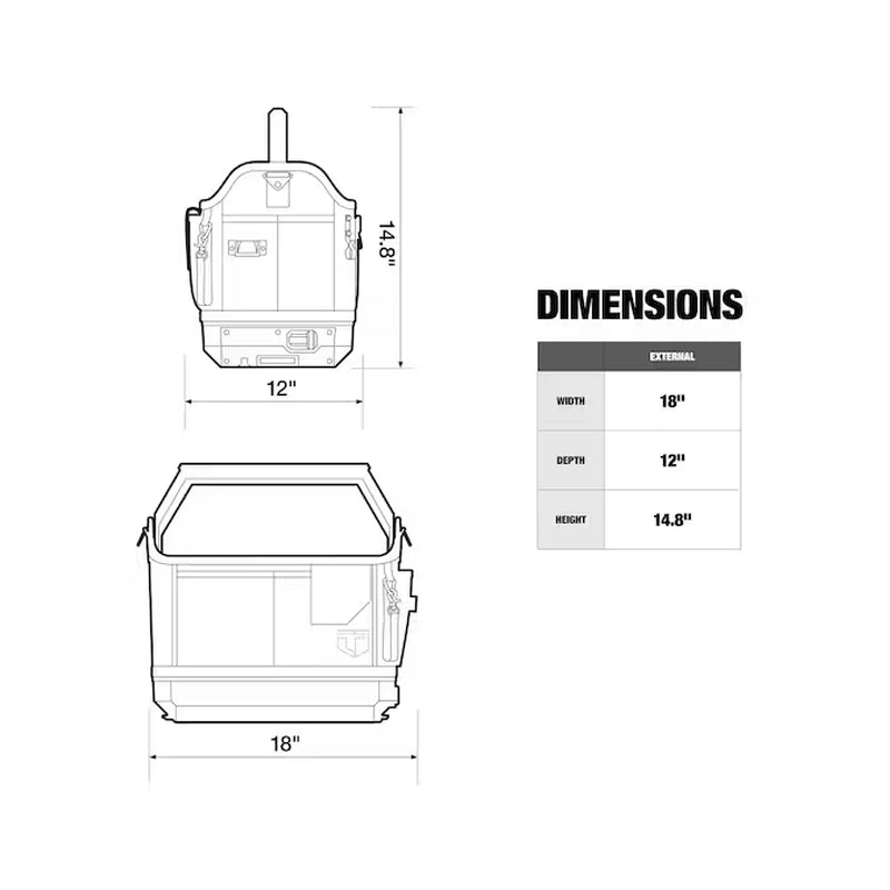 STACKTECH Black Polyester 18-In W X 12-In D X 14.8-In L Tool Tote