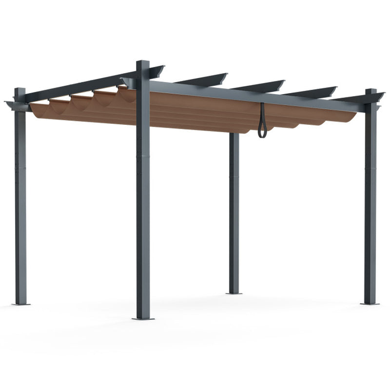 10 X 12 Feet Outdoor Aluminum Retractable Pergola Canopy Shelter Grape Trellis