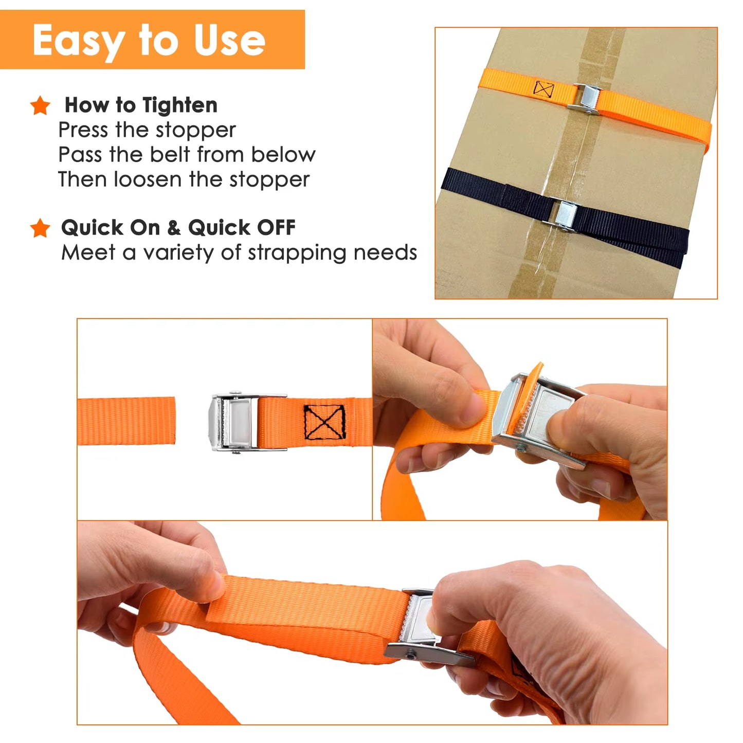 Tie down Straps Adjustable Lashing Straps Ratchet Straps Heavy Duty Ratchet Tie down Straps Cargo Straps with Cam Buckle Suitab