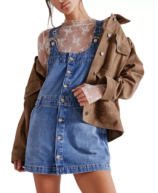 Women'S Edie Denim Cotton Overalls Dress