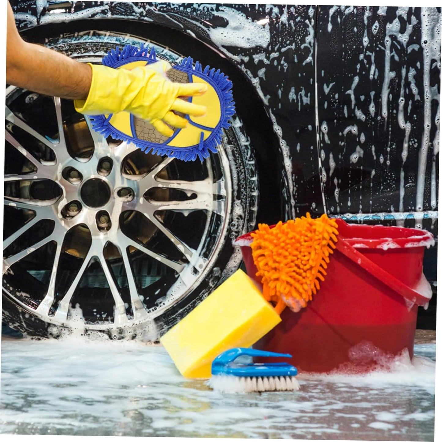 5Pcs Car Wash Brush Car Wash Mop Head Car Wash Kits for Vehicles Car Washing Brush Carwash Kit Car Washing Kit Car Washer Kit Clean Car Dust Collector Accessories Blue Chenille