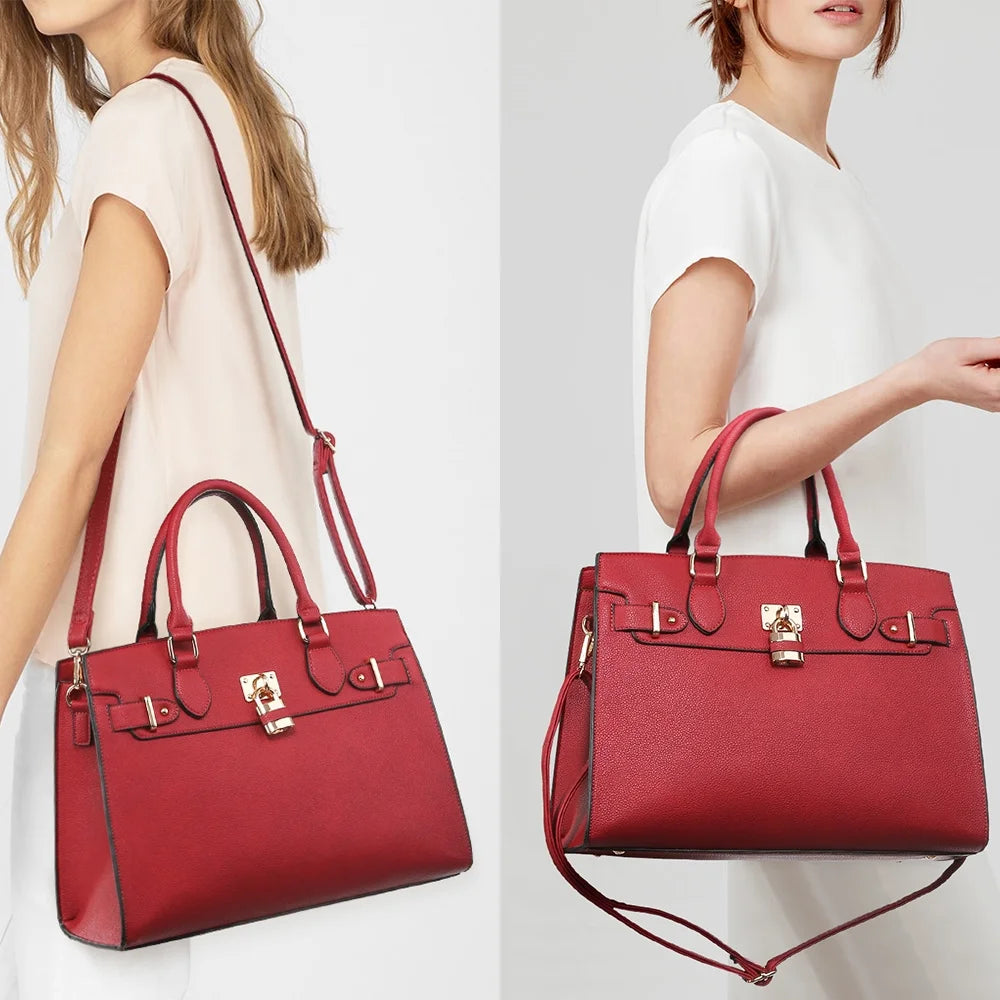 Women Handbags and Purses Ladies Shoulder Bag Top Handle Satchel Tote Work Bag with Matching Clutch