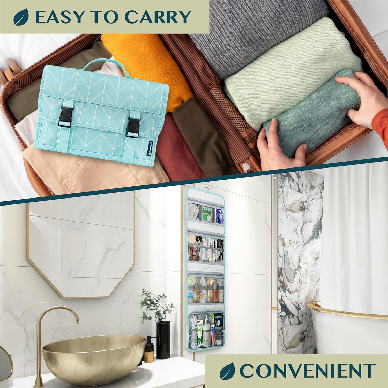 Travel Hanging Toiletry Bag for Women Men, Large Capacity Makeup Bag Kit, Waterproof Cosmetic Storage Organizer Case for Bathroom Shower