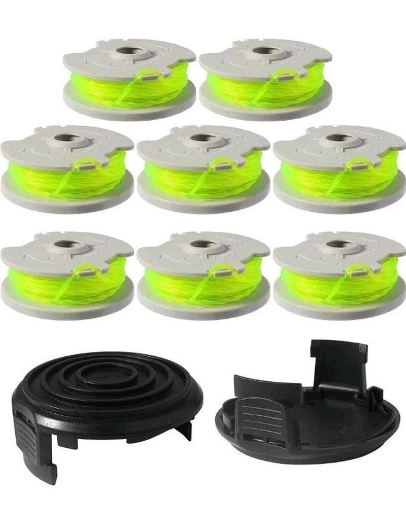 8 Pack WORX WA0014 Spool & Line for WG168 WG184 WG190 WG191 String Trimmer+2Caps