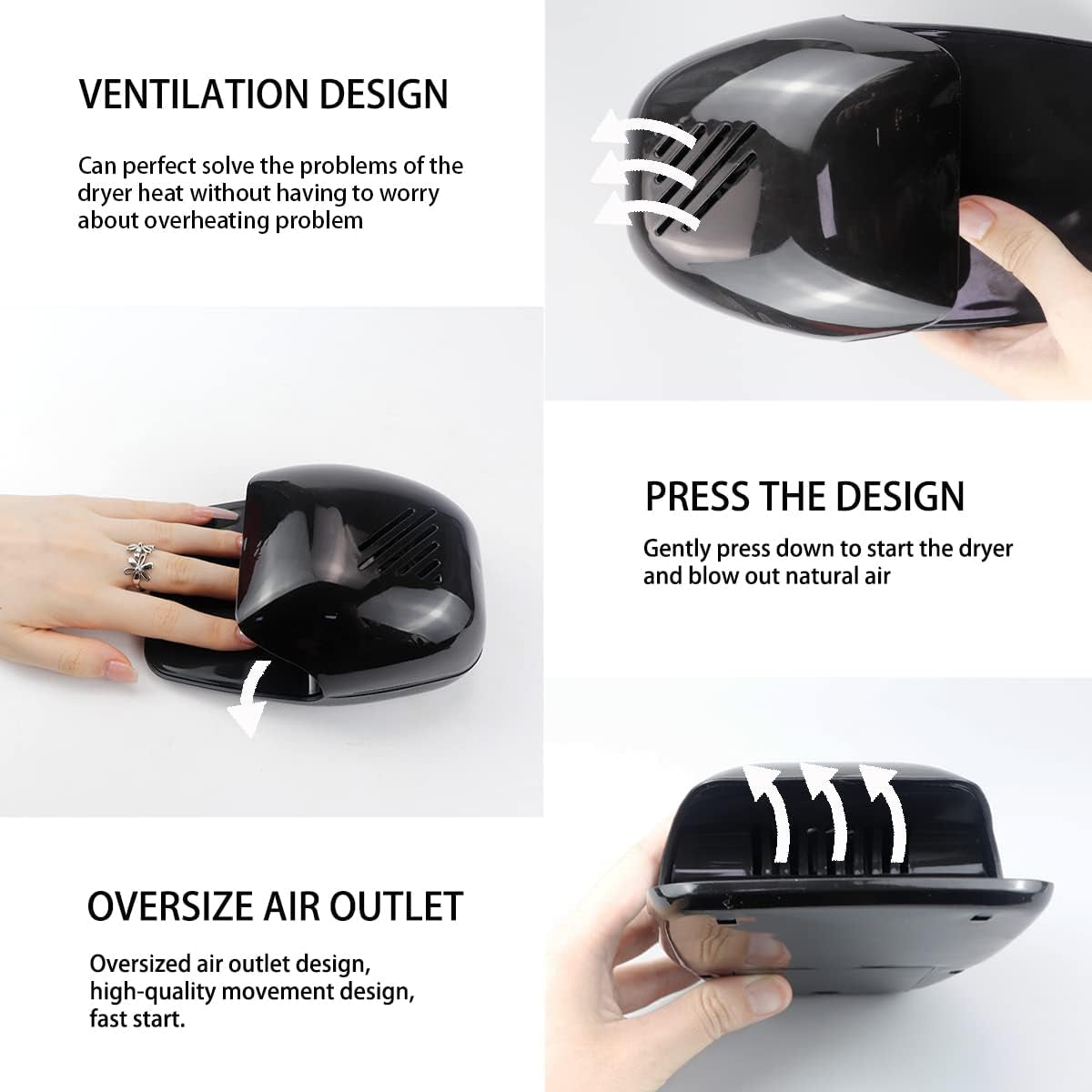 Portable Nail Dryer, Quick Dry Regular Nail Polish Air Blower Nail Dryer Nail Art Polish Machine - Nail Fan Dryer for Regular Nail Polish, Fingernail Toenail